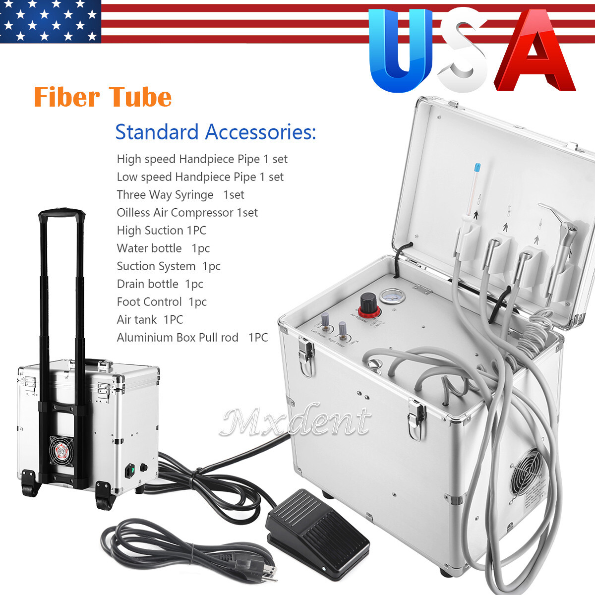 BD-402B Mobile Portable Dental Delivery Unit with Air Compressor Fiber Tube