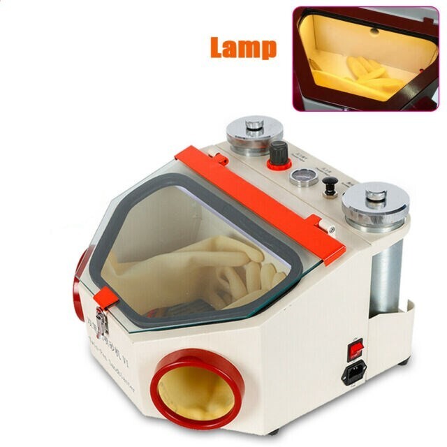 Dental Lab Twin-pen Sandblaster Sandblast Machine with LED Light 2 Metal Tanks