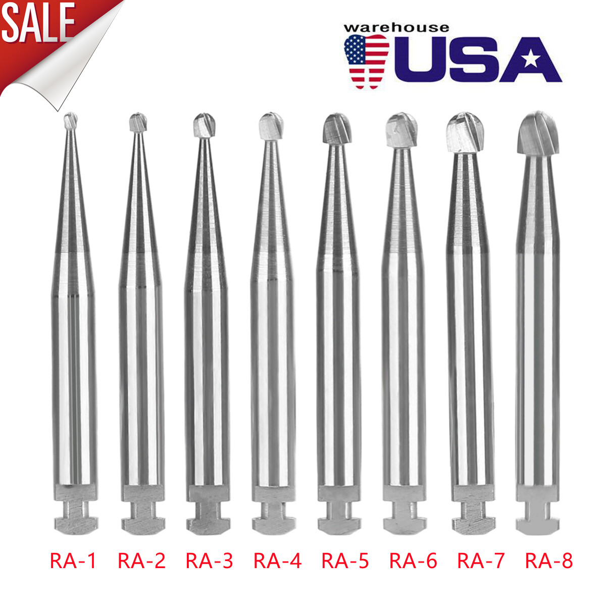 5-100 Dental Carbide Round Burs Regular Length Latch Burs Low Speed RA 2 4 6