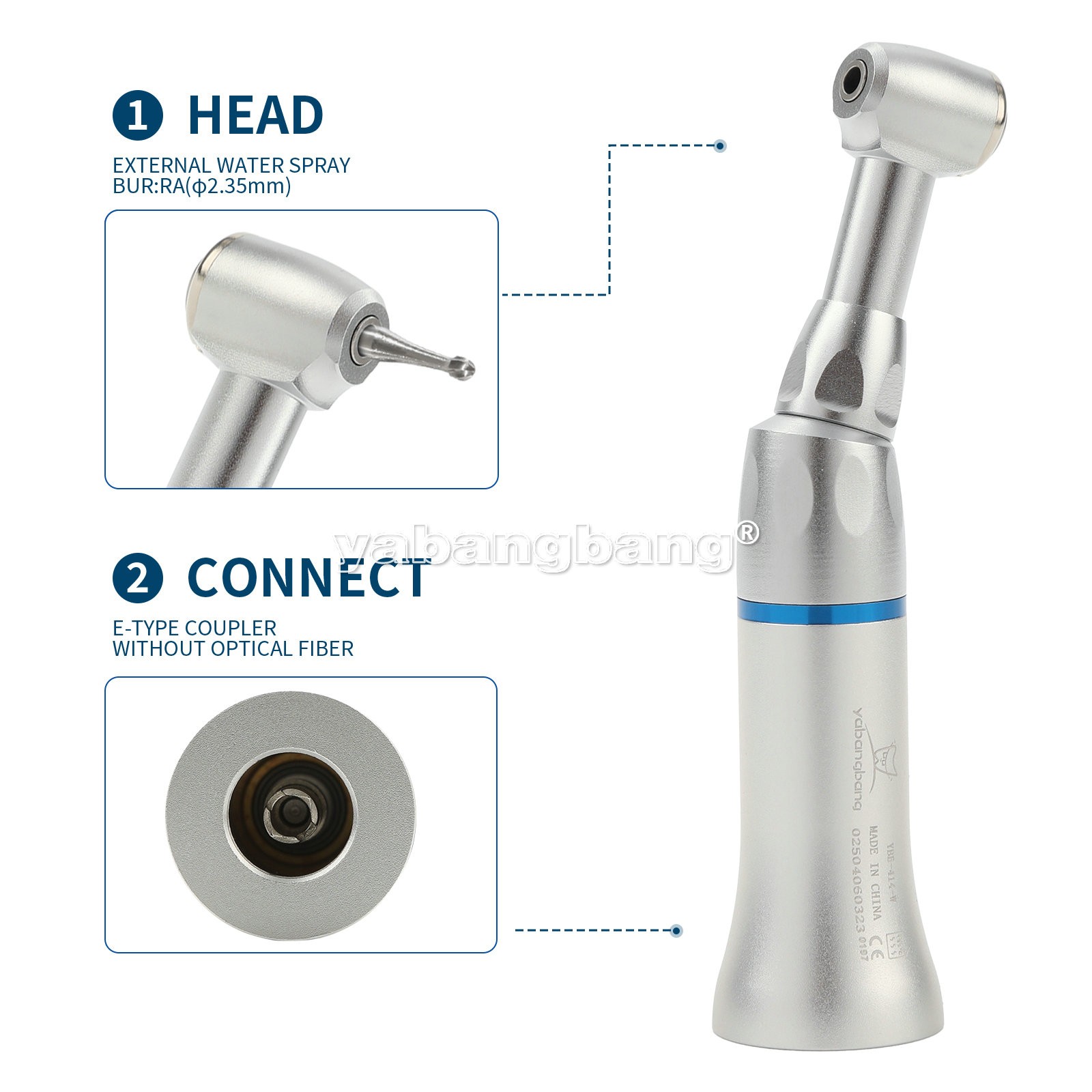 NSK Style Dental Push Button Slow Low Speed Contra Angle Handpiece CA 2.35mm