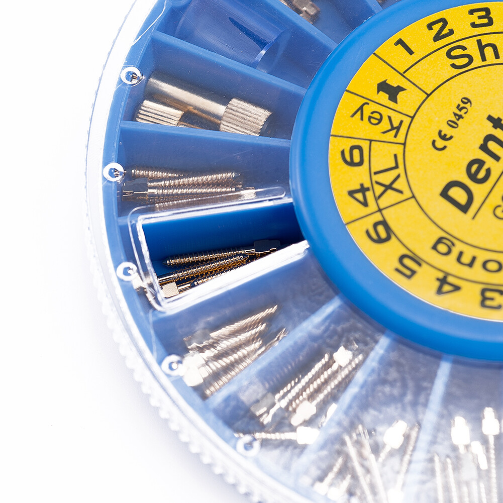 Dental Endo Screw Post Refill Complete Kit 120Posts+2Key Wrench Gold Plated Post