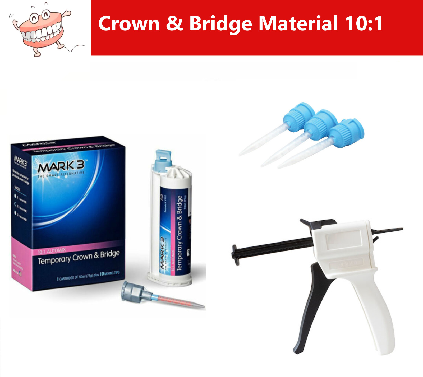 Dental Temporary Crown & Bridge Material 50ml 10:1 or Accesories Dispenser