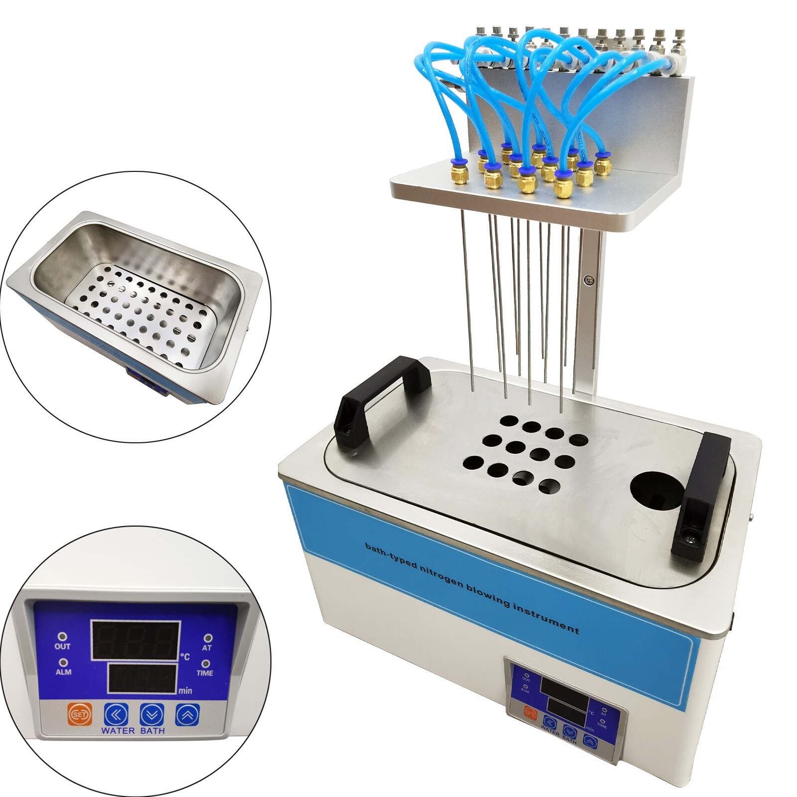 110V Lab 12-Hole Bath-Typed Termovap Nitrogen Sample Concentrator 600W