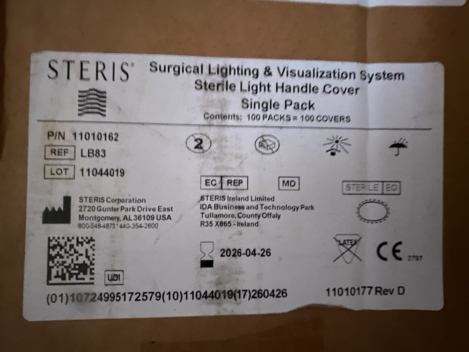 1cs/100ct LB83 COVER HANDLE LIGHT SINGLE PACK New Items But Outer Case Defects