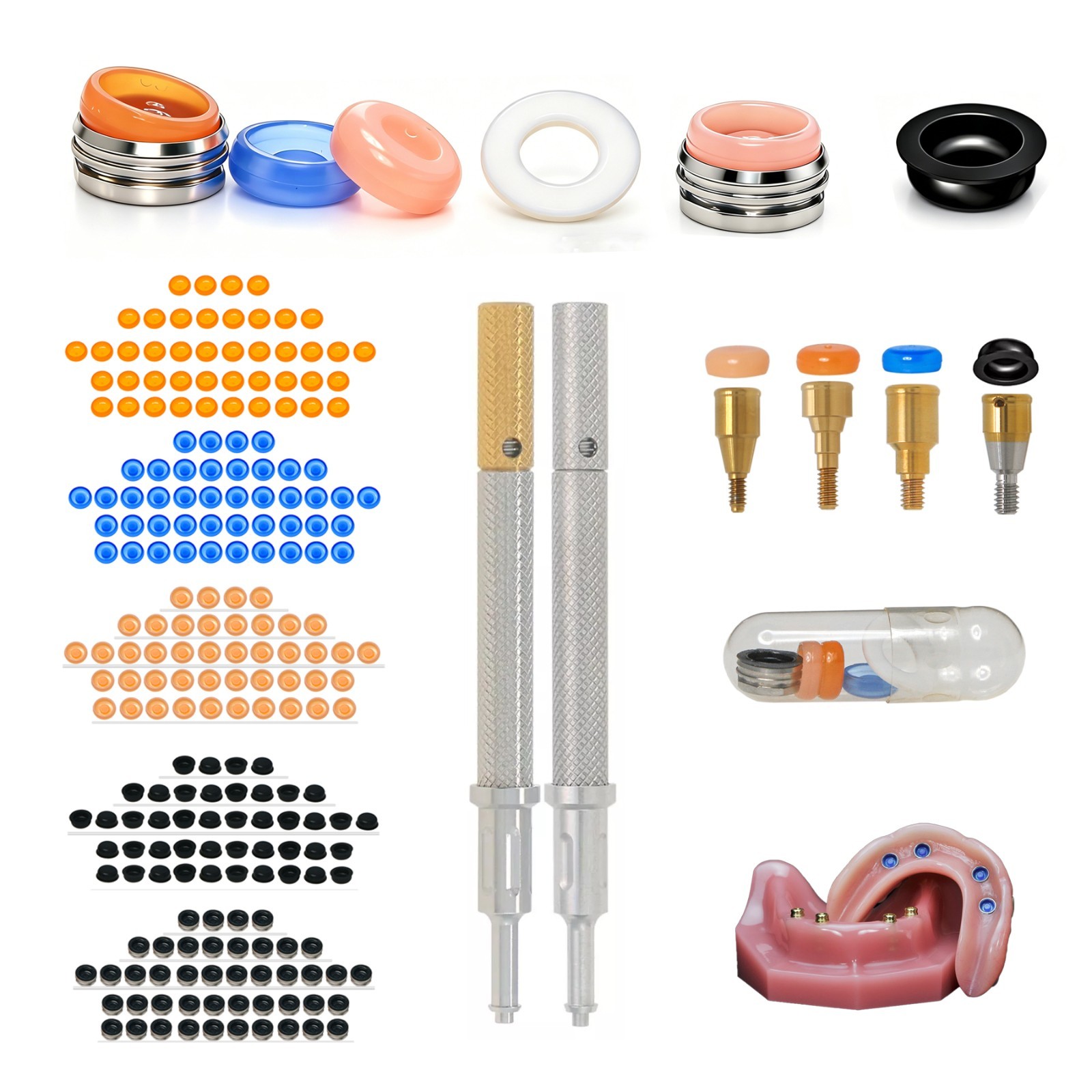 US Dental ZEST Locator Male Caps Kit Overdenture Replacement Inserts Core Tool
