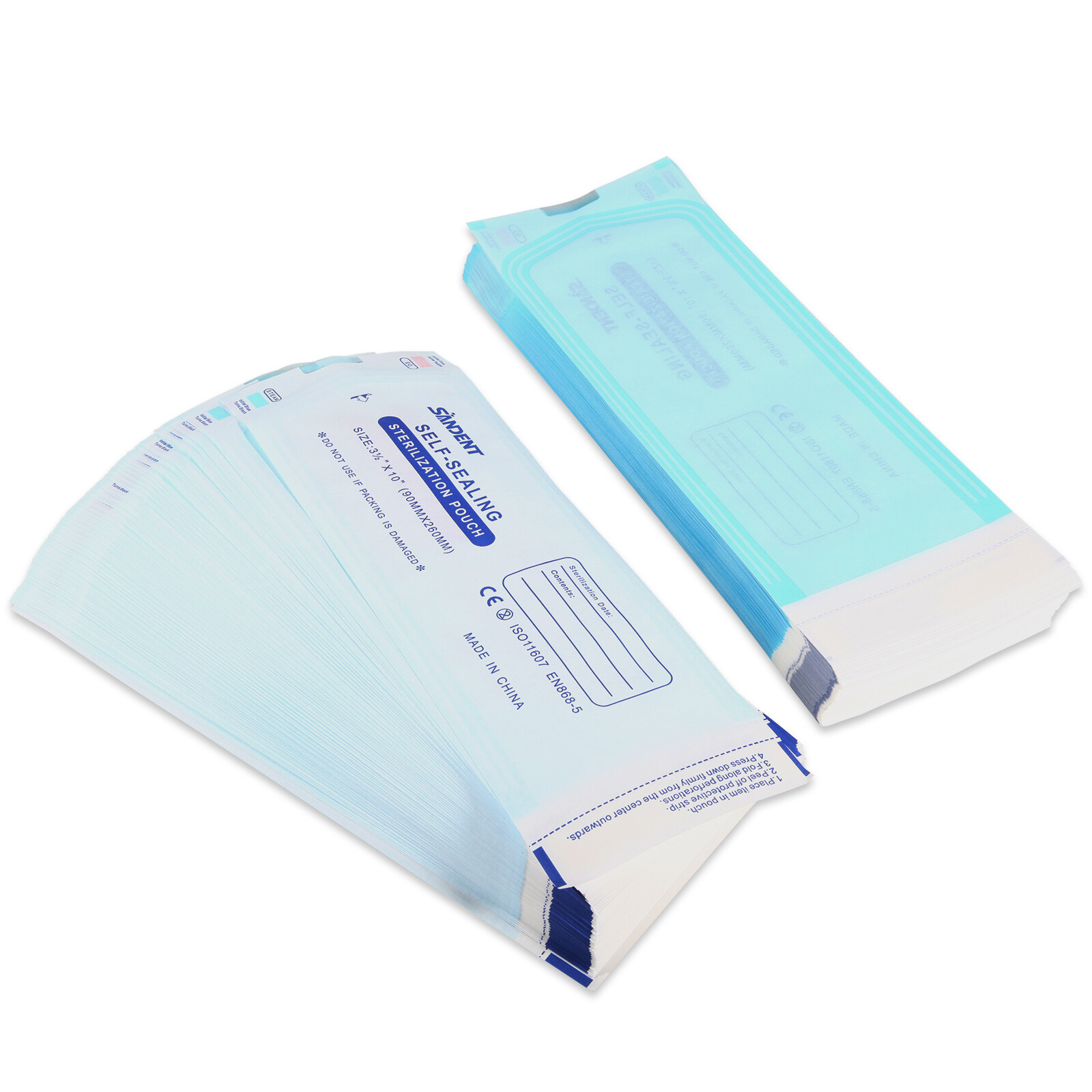 1000 Self-Sealing Sterilization Pouch, 3.5″ x 10″, Paper/Blue Film (5 Boxes)