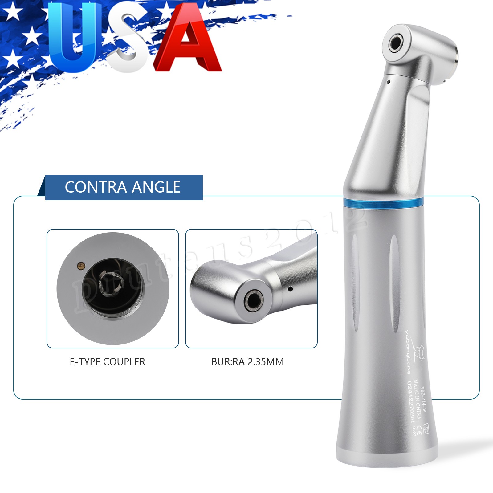 Yabangbang Dental Low Speed Handpiece Contra Angle 1:1 Inner Water ISO E Type