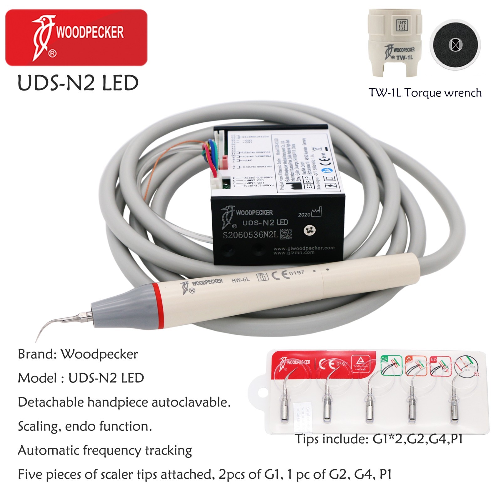 US Woodpecker Dental Ultrasonic Piezo Scaler Built in HW-5L UDS-N2 LED fits EMS