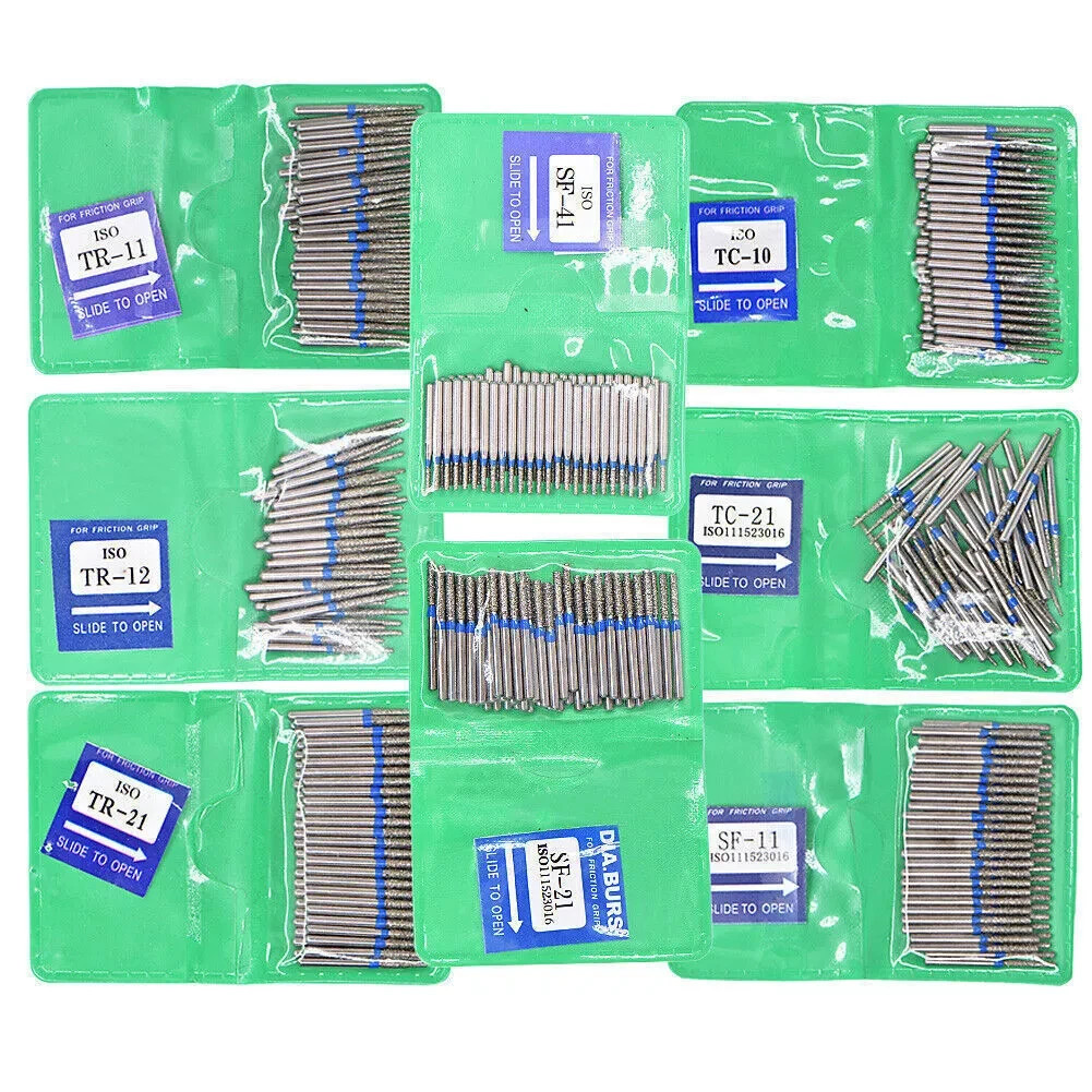 50pcs Dental Diamond Burs FG For High Speed Handpiece Friction Grip 149 Types