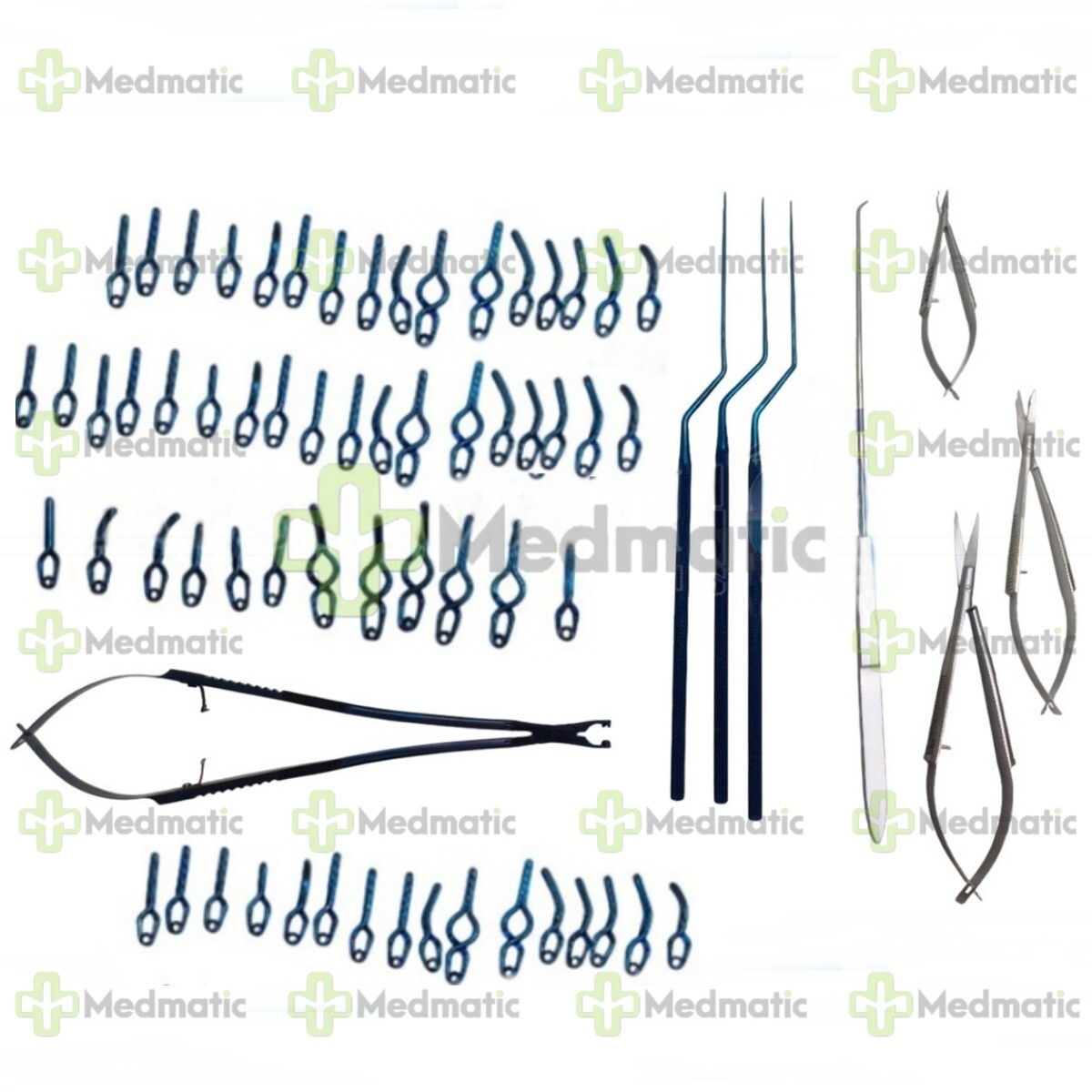38 PCs Neurosurgery Aneurysm Clips with Yasargil Gelea Spring Hooks & Applicator
