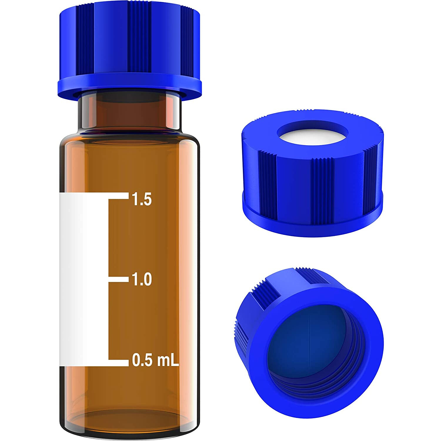 2000ps Autosampler 2mL Amber Sample Vials HPLC 9-425 Pre-Slit Screw Top/Cap Blue