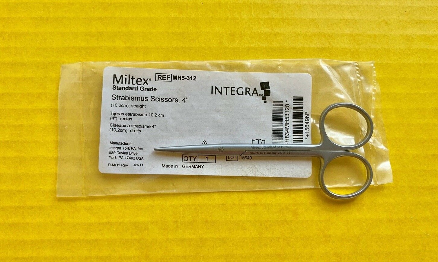 Miltex Standard Grade Strabismus Scissors, Straight, 4″ REF: MH5-312