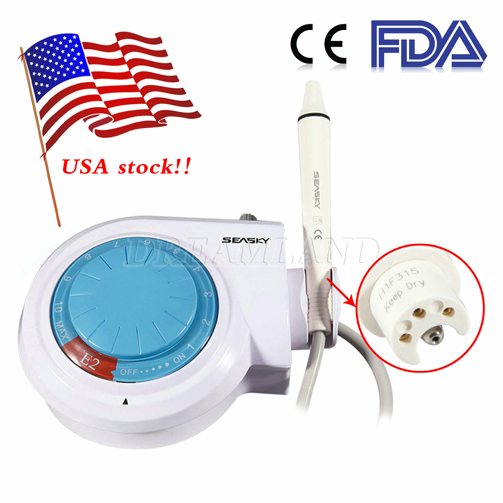 FDA Ultrasonic Dental Piezo Scaler E2 W/ Detachable Handpiece fit EMS tips USA