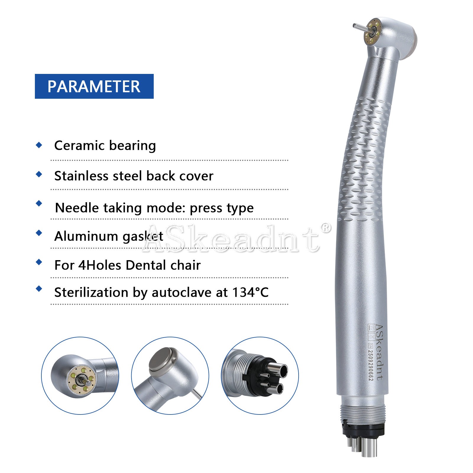 Dental LED E-generator Shadowless Ring Ceramic Handpiece 5 Water Spary 4Holes