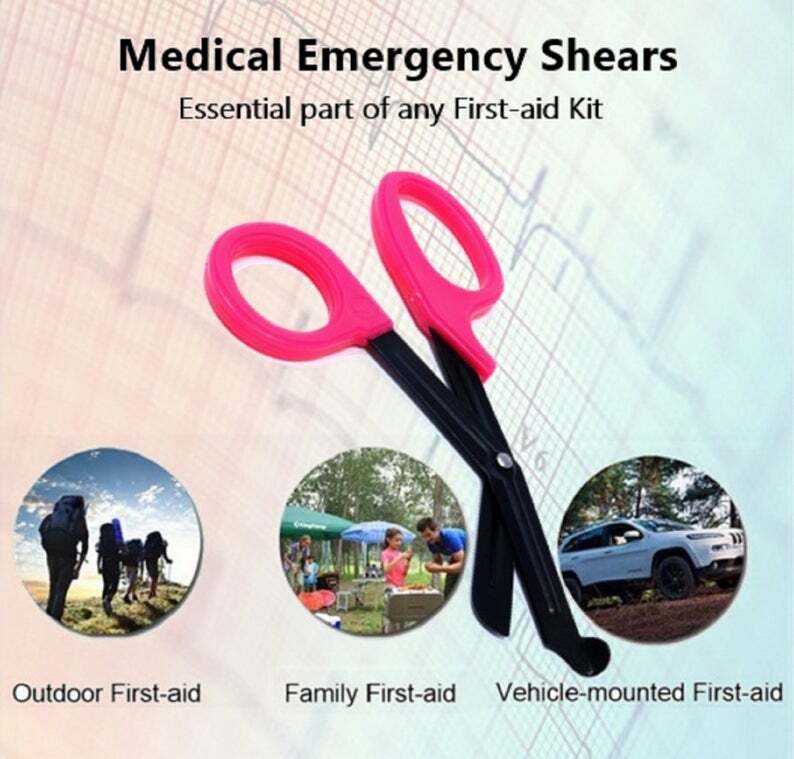 PINK STEALTH Fluoride Black Coated BLADES Trauma Paramedic Shears Scissors 7.5″