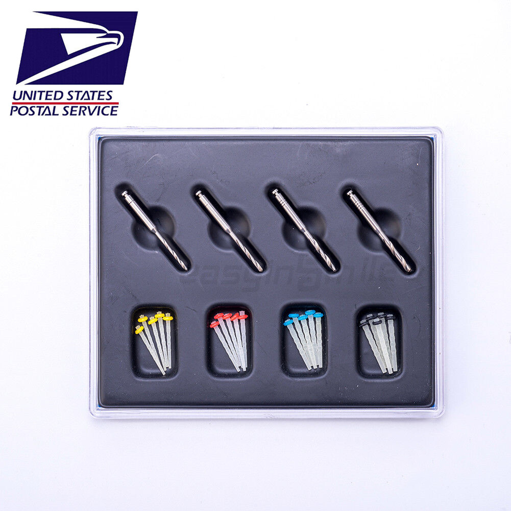 Easyinsmile Dental Fiber Post Endodontic Quartz Glass Screw Piles With 4 Drills