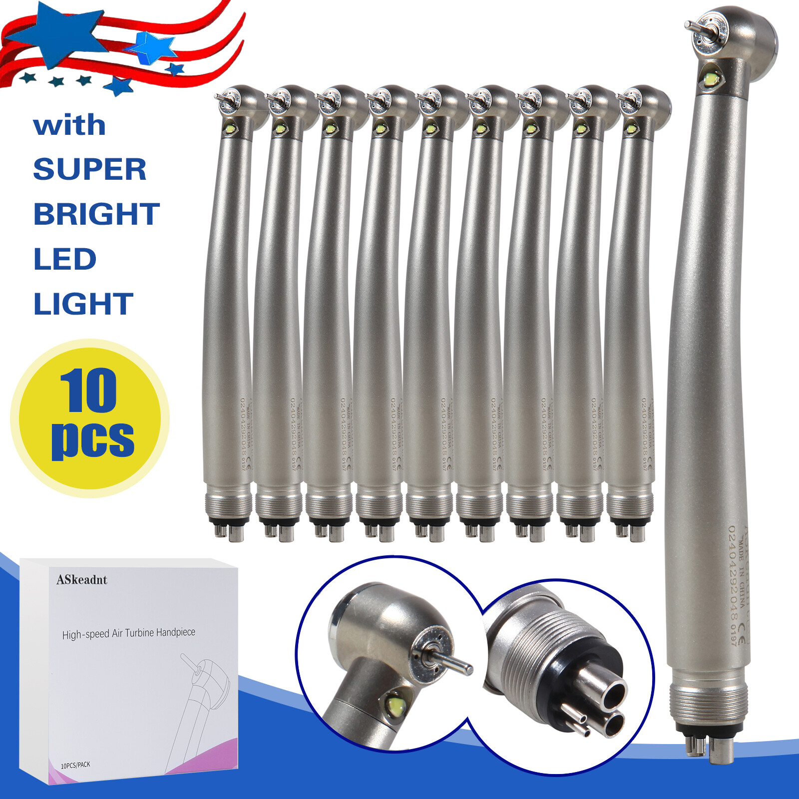 10 PACKS ASkeadnt Dental Turbine High Speed Handpiece