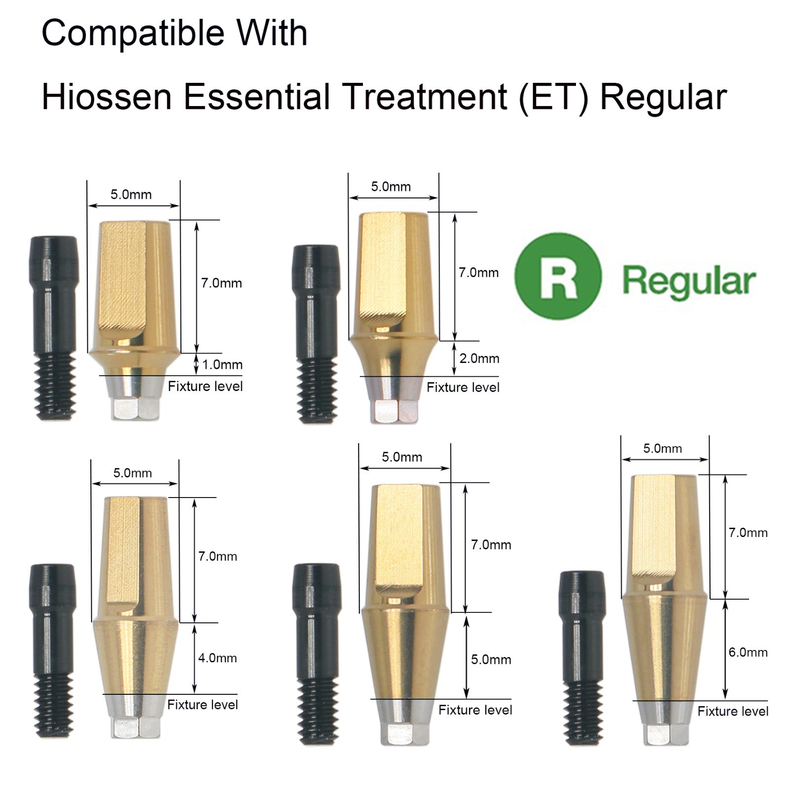 Hiossen ET III Type MINI/Regular Hex Straight Abutment Transfer Abutment