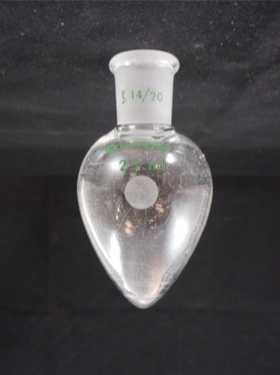 CHEMGLASS Glass 25mL Heavy Wall Round Bottom Pear Shaped Flask 14/20 Joint