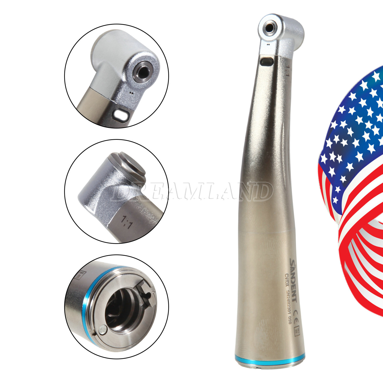 Dental LED 1:1 Contra Angle Angulo Inner Spray Contrangulo Turbina handpiece