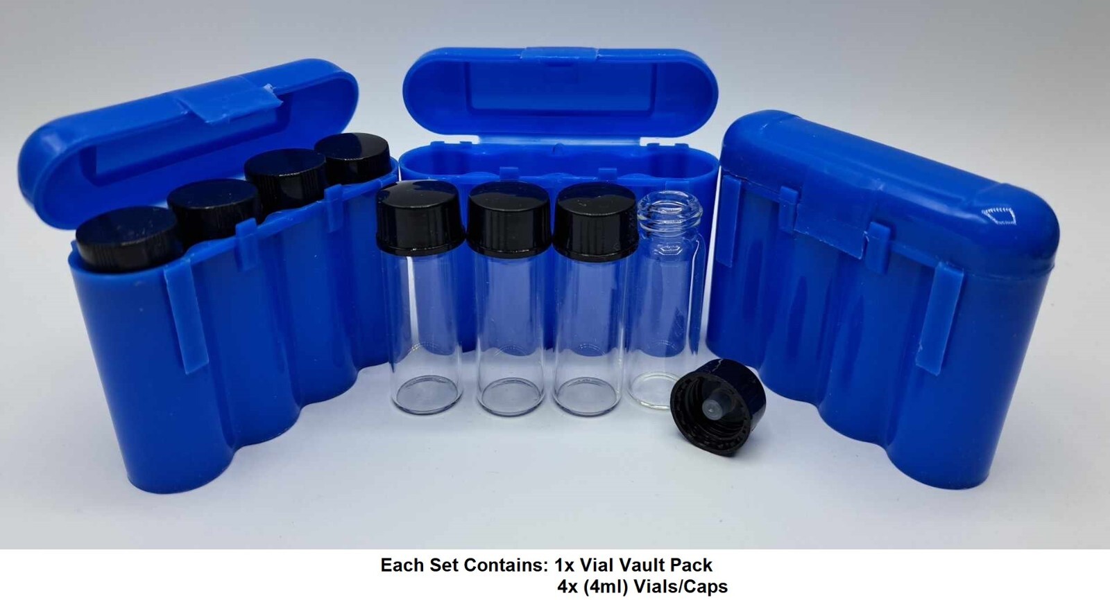 4x Glass Gold Vials 1 oz troy (ozt) 4ml Pocket Vault Storage Carry Case BLUE
