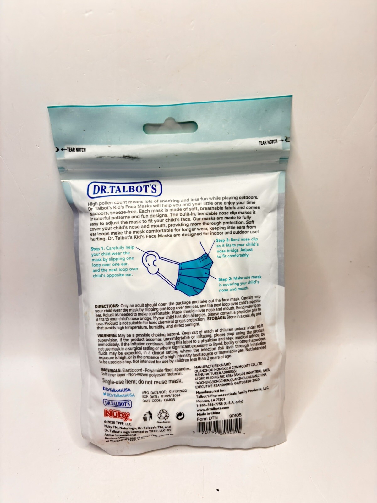 Dr. Talbot’s Disposable Face Masks Boys 2–5 Years 10 Count