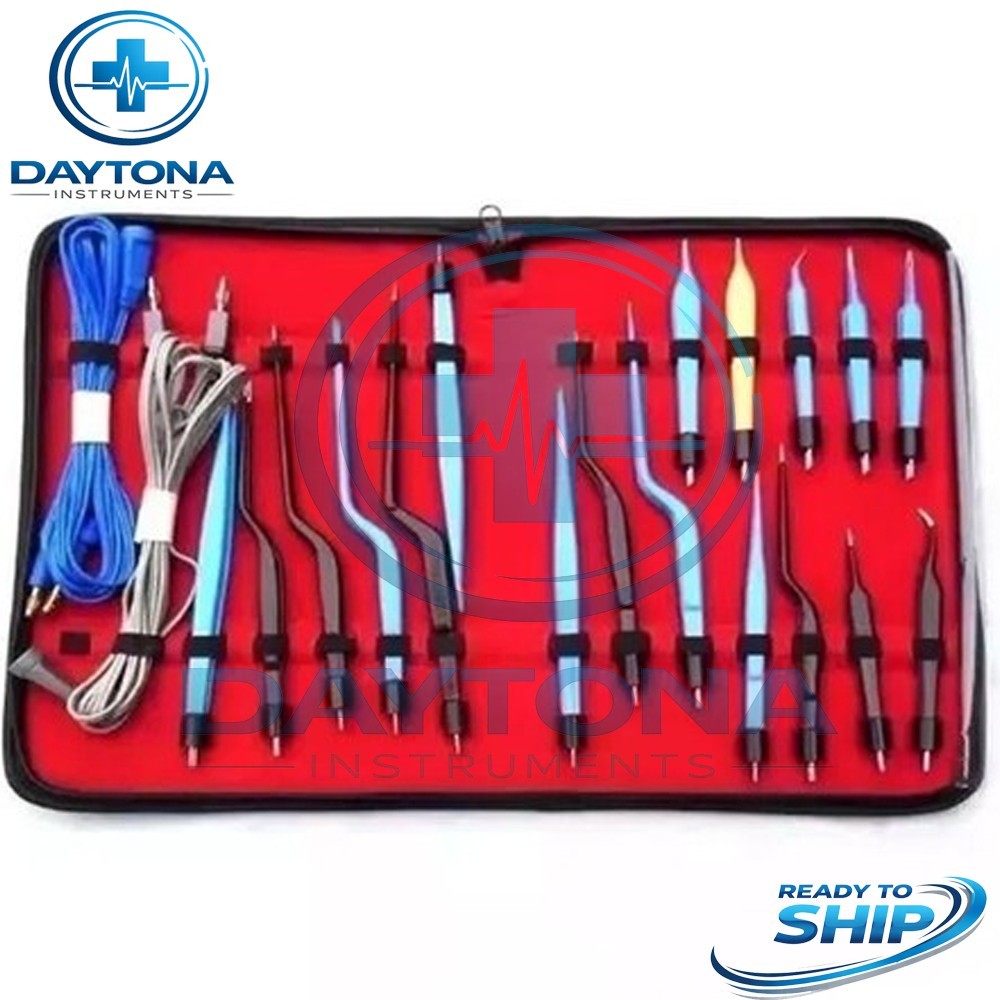 Electrosurgical Bipolar Bayonet Forceps 20 Pcs Surgical Instruments Set