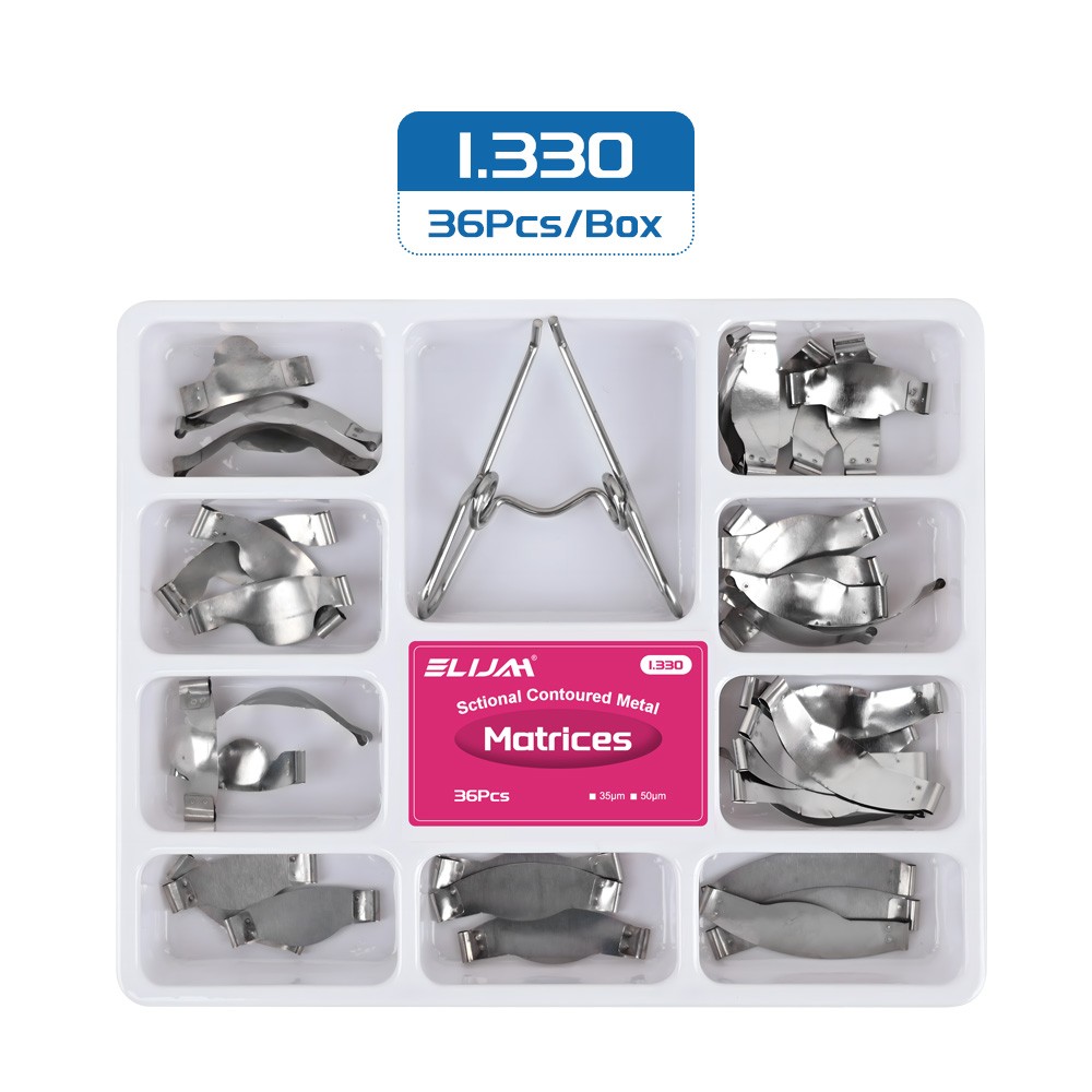 Dental Sectional Contoured Matrices No.1.330, 35μm Hard, with Spring Clip 36pcs