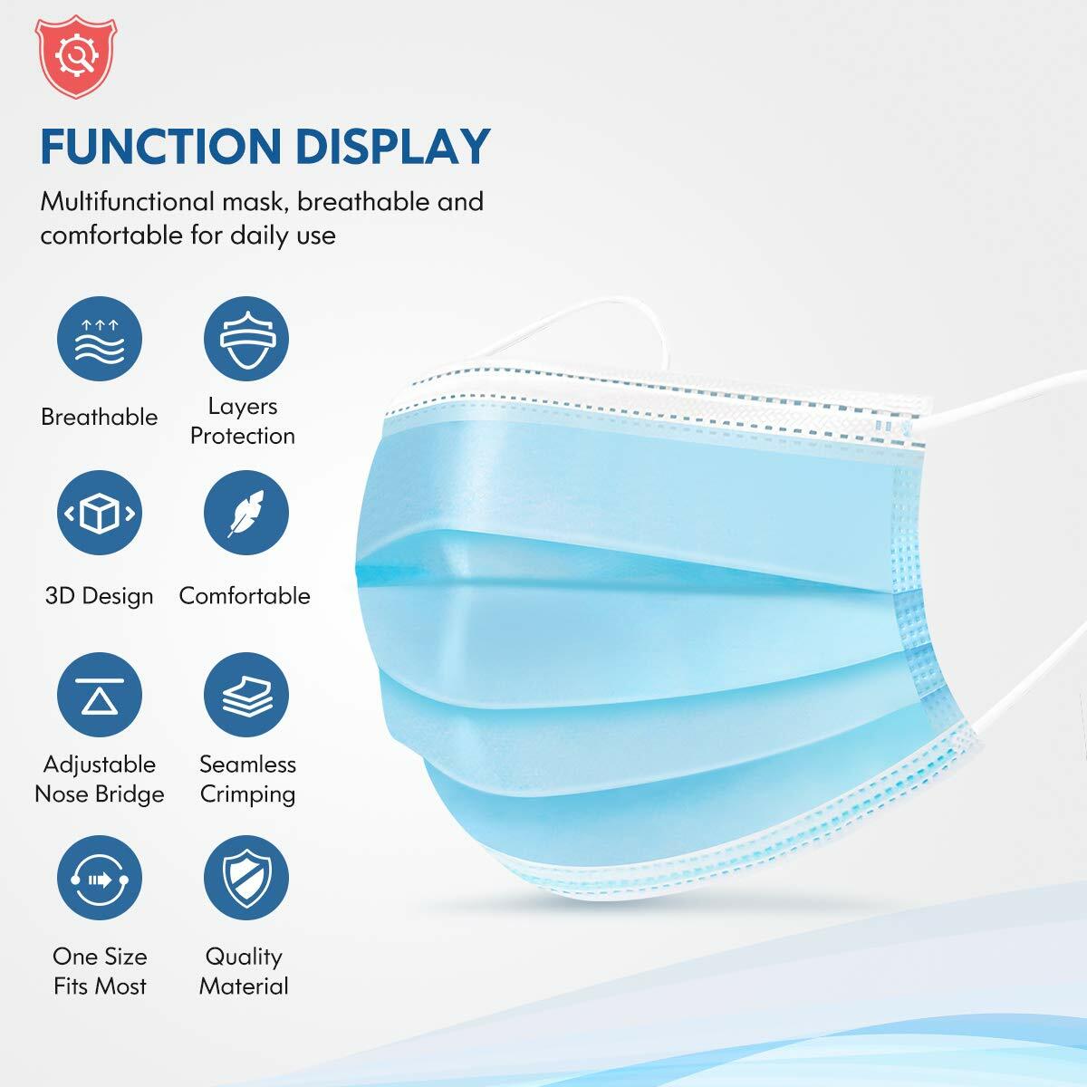 100pcs Premium Quality Blue Color 3-Layer Disposable Protection For Unisex Adult