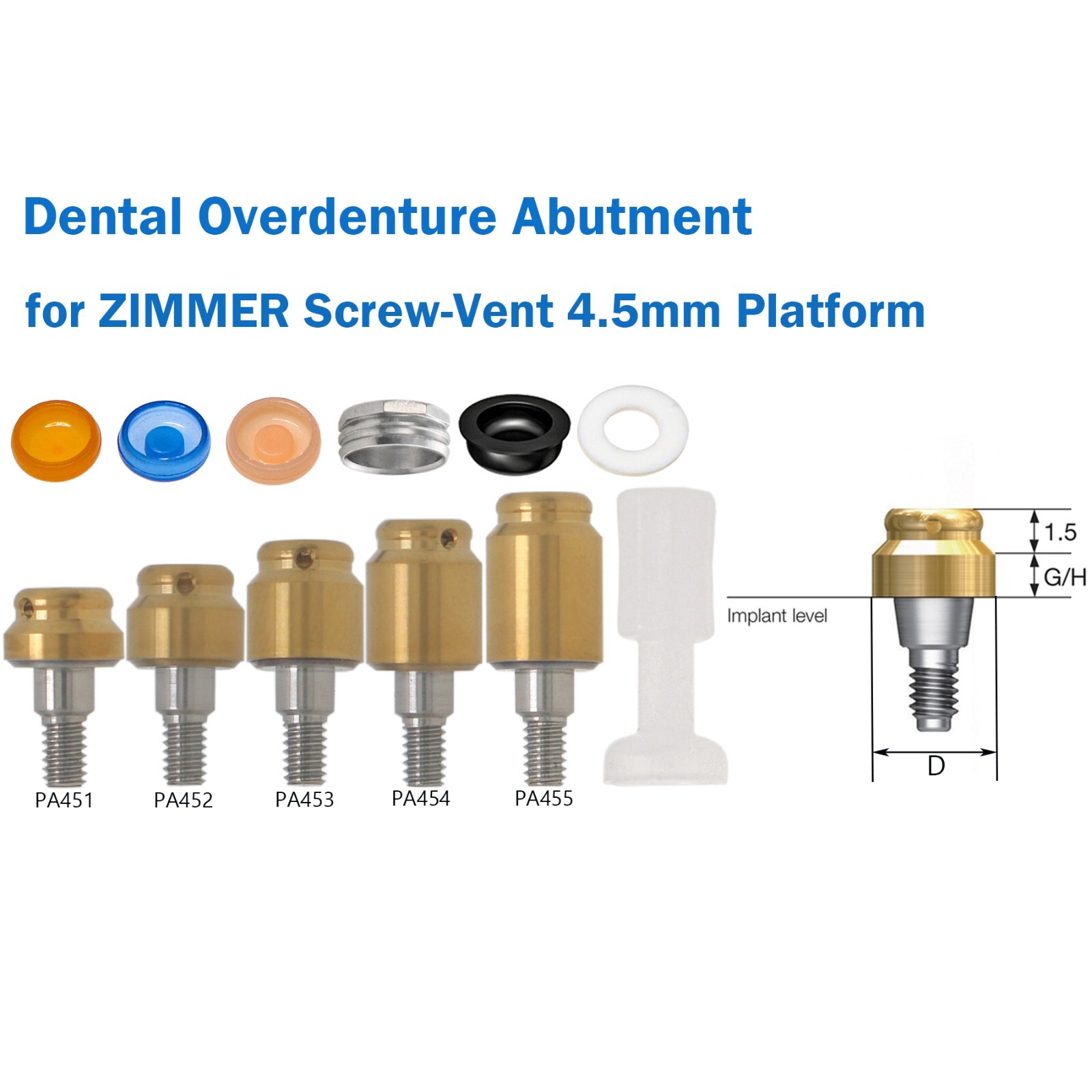 Dental Zimmer Tapered Screw-Vent Locator Abutments TSV Ø3.5/4.5mm Retention Caps