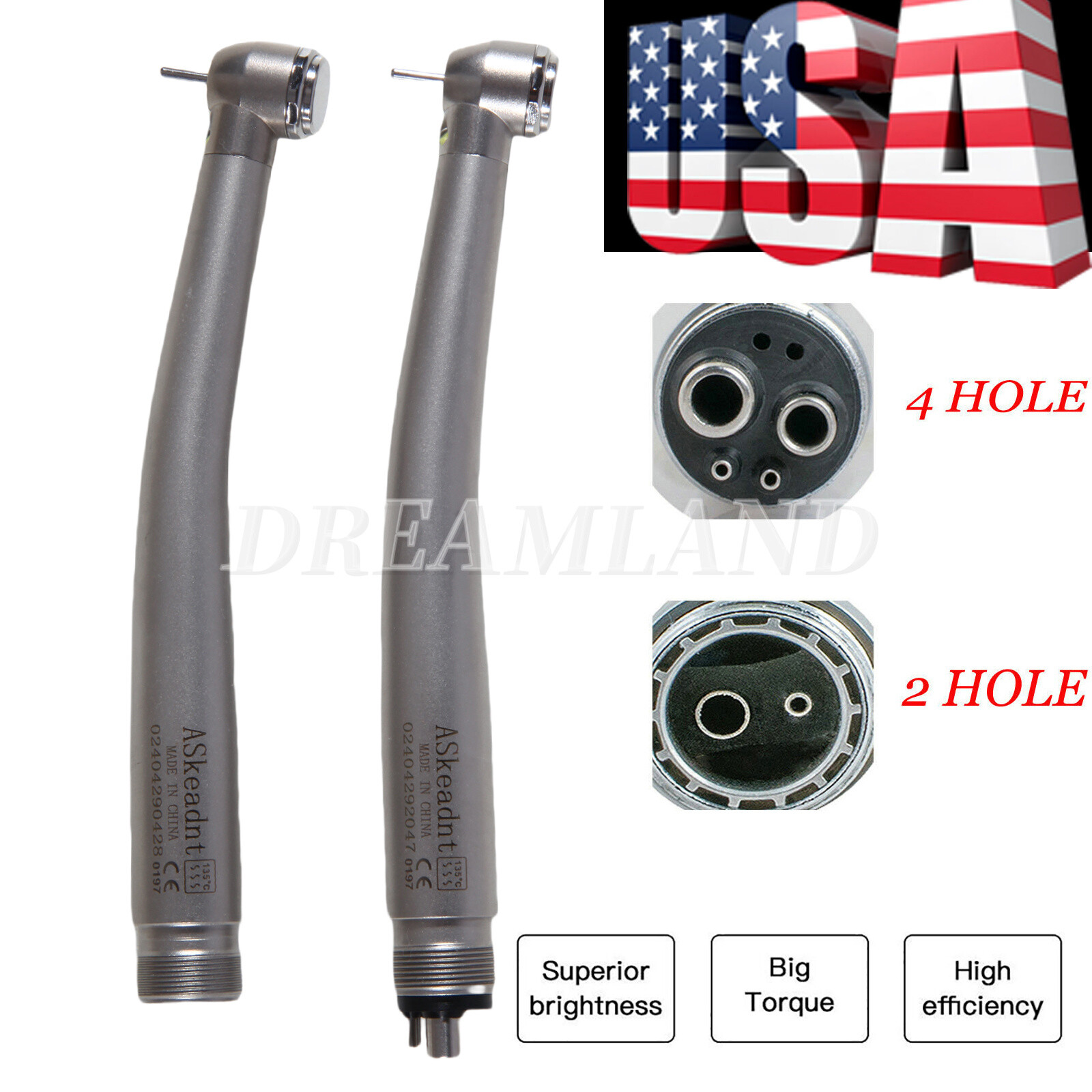 NSK Style Dental Fiber Optic LED E-generator High Speed Handpiece 2/4Holes