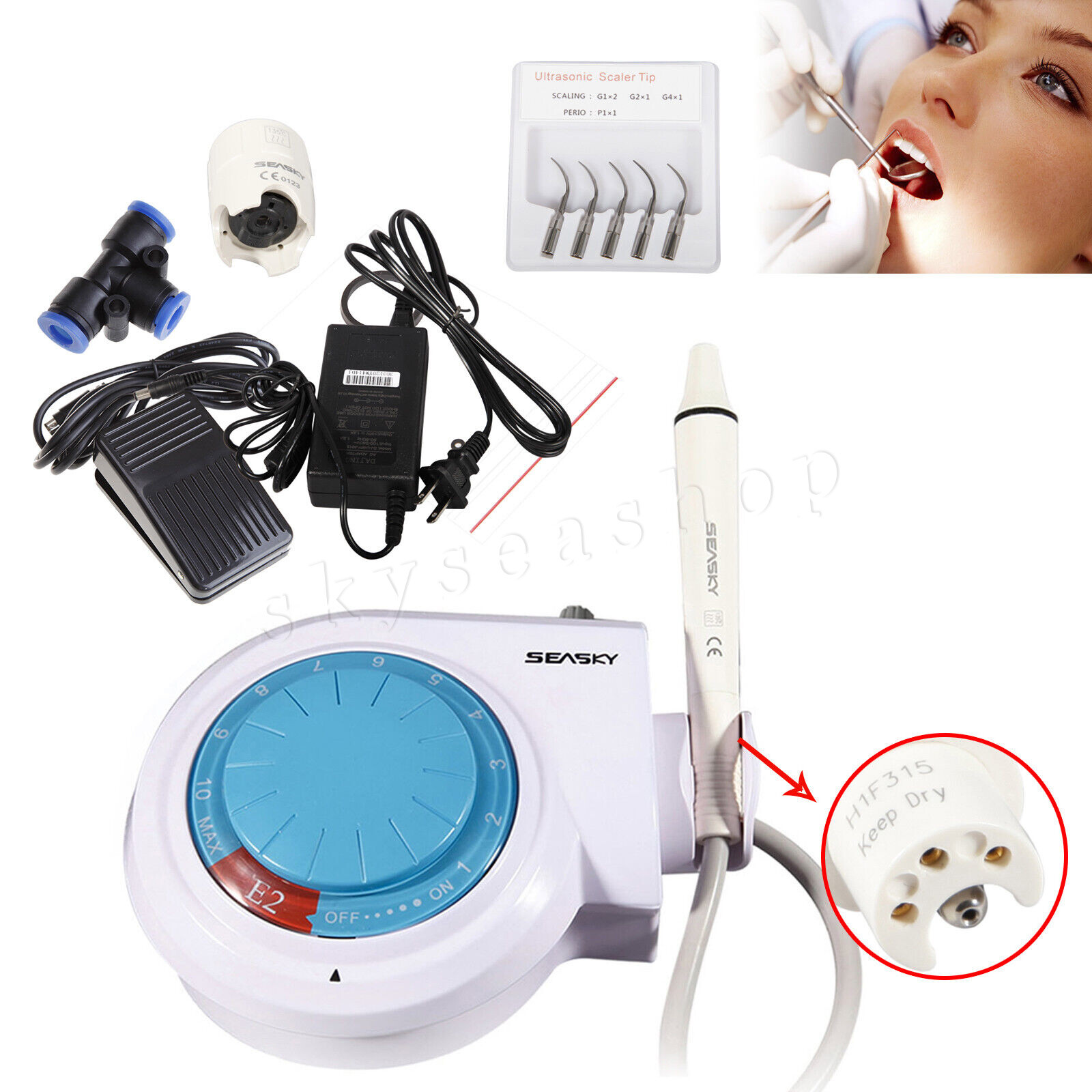 SEASKY Dental Portable Ultrasonic Piezo Scaler & 5*Tips fit EMS SKYSEA USA