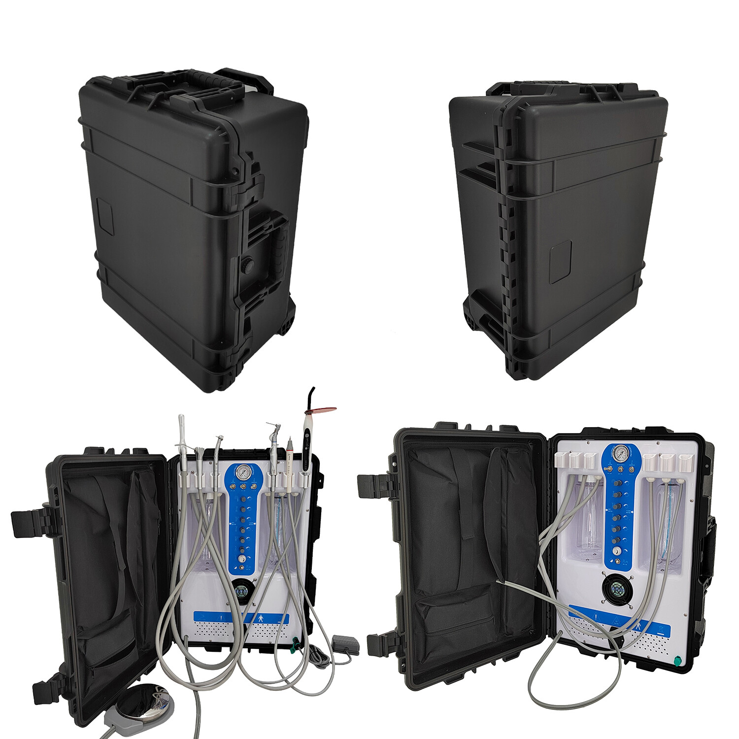 Updated Portable Dental Unit Air Compressor P206S+LED Curing Light+LED Scaler 4H