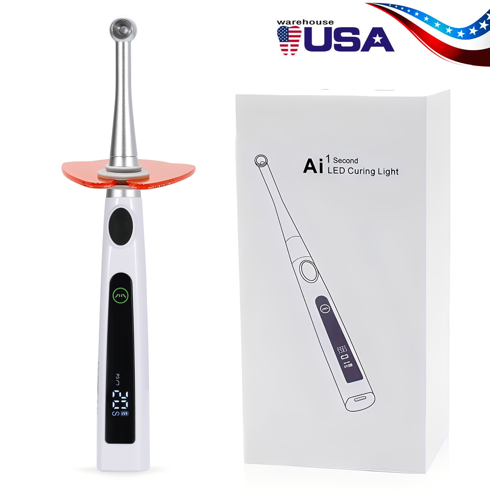 Cordless Dental LED Light Cur Lamp Metal Head 1S LED Curing Light Photopolymer