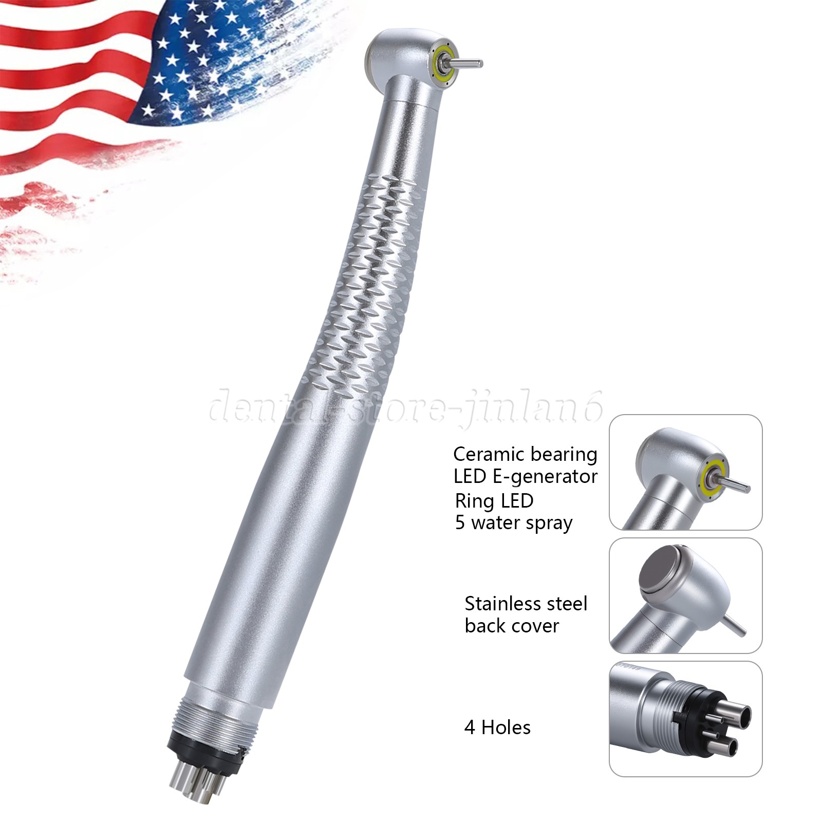 1-10 PCS Dental Shadowless Ring LED High Speed Handpiece 5 Water Spary 4 Holes