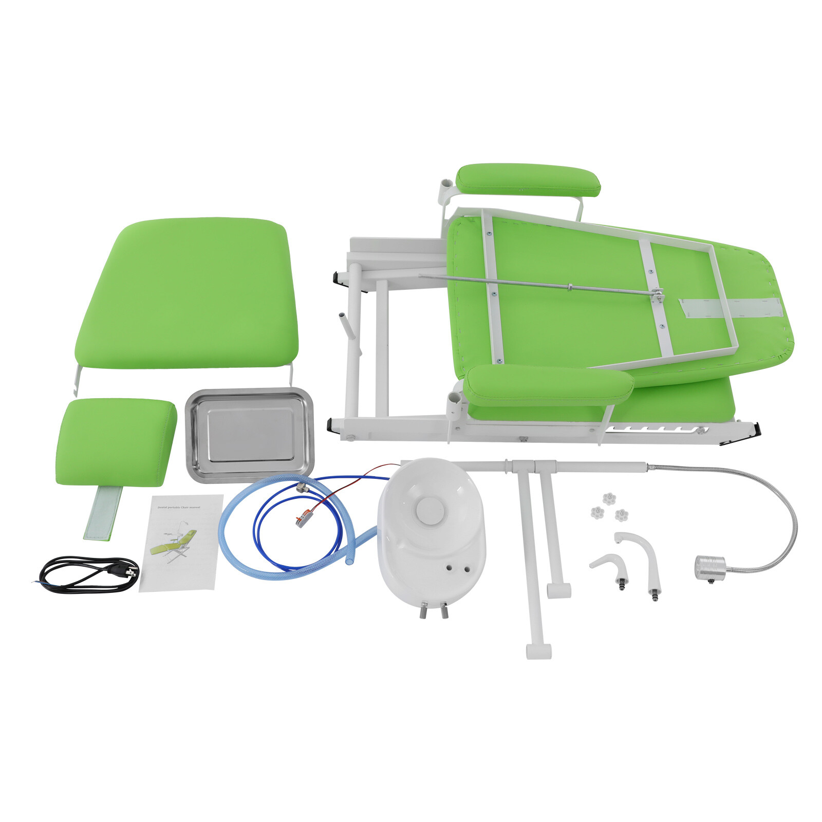 Portable Dental Chair Bed Folding Mobile Chair Tilt with LED Light & Basin &Tray