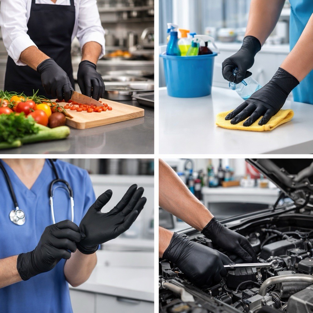 Black Nitrile Exam Gloves Large (L) Powder Free Chemo Tested 1,000 Gloves