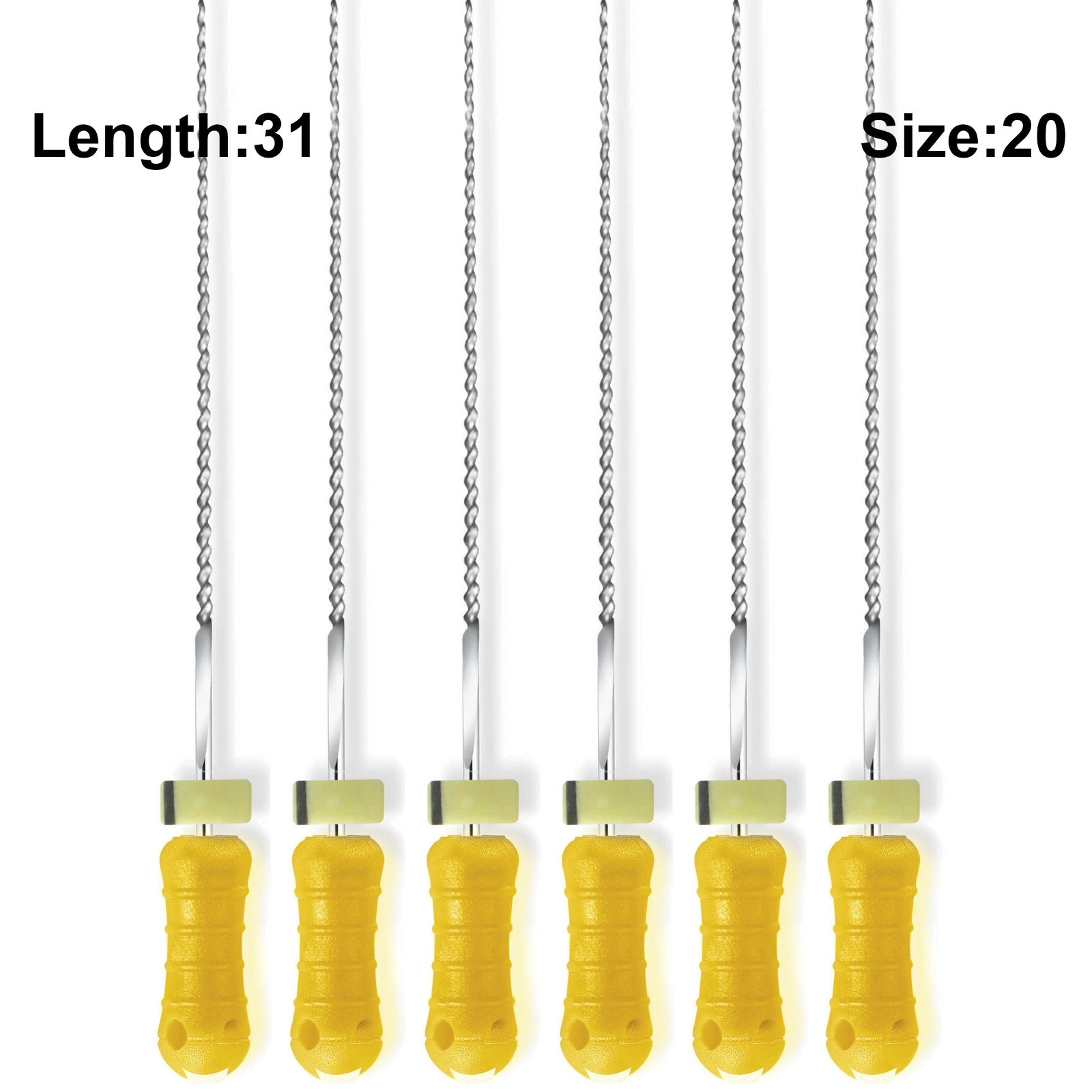 Sky Choice K-Files – 31 mm Length, Size 20 Yellow with Rubber Stopper 6/Pkg