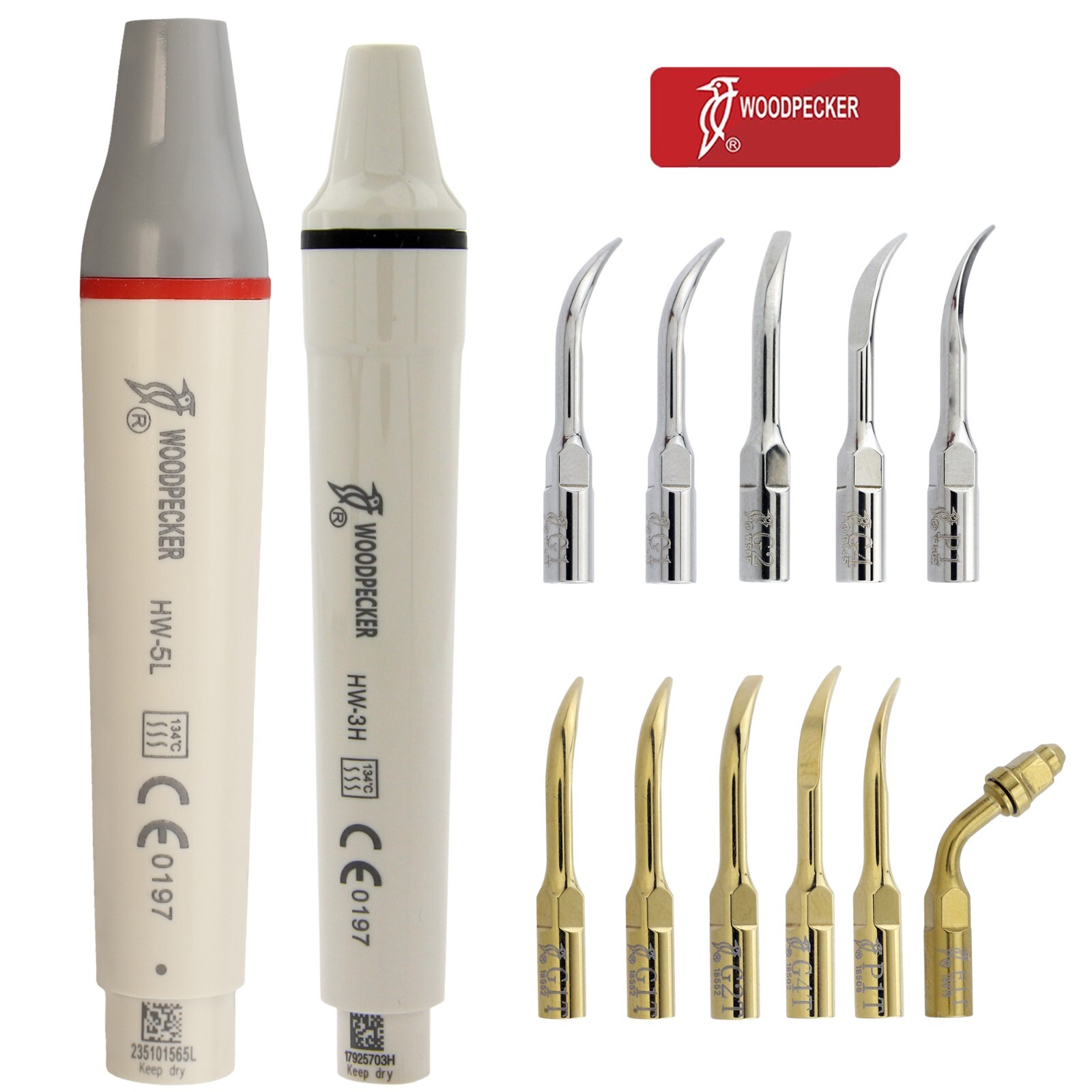 Woodpecker Dental Ultrasonic Scaler Handpiece LED HW-5L HW-3H Piezo Tips G1 EMS
