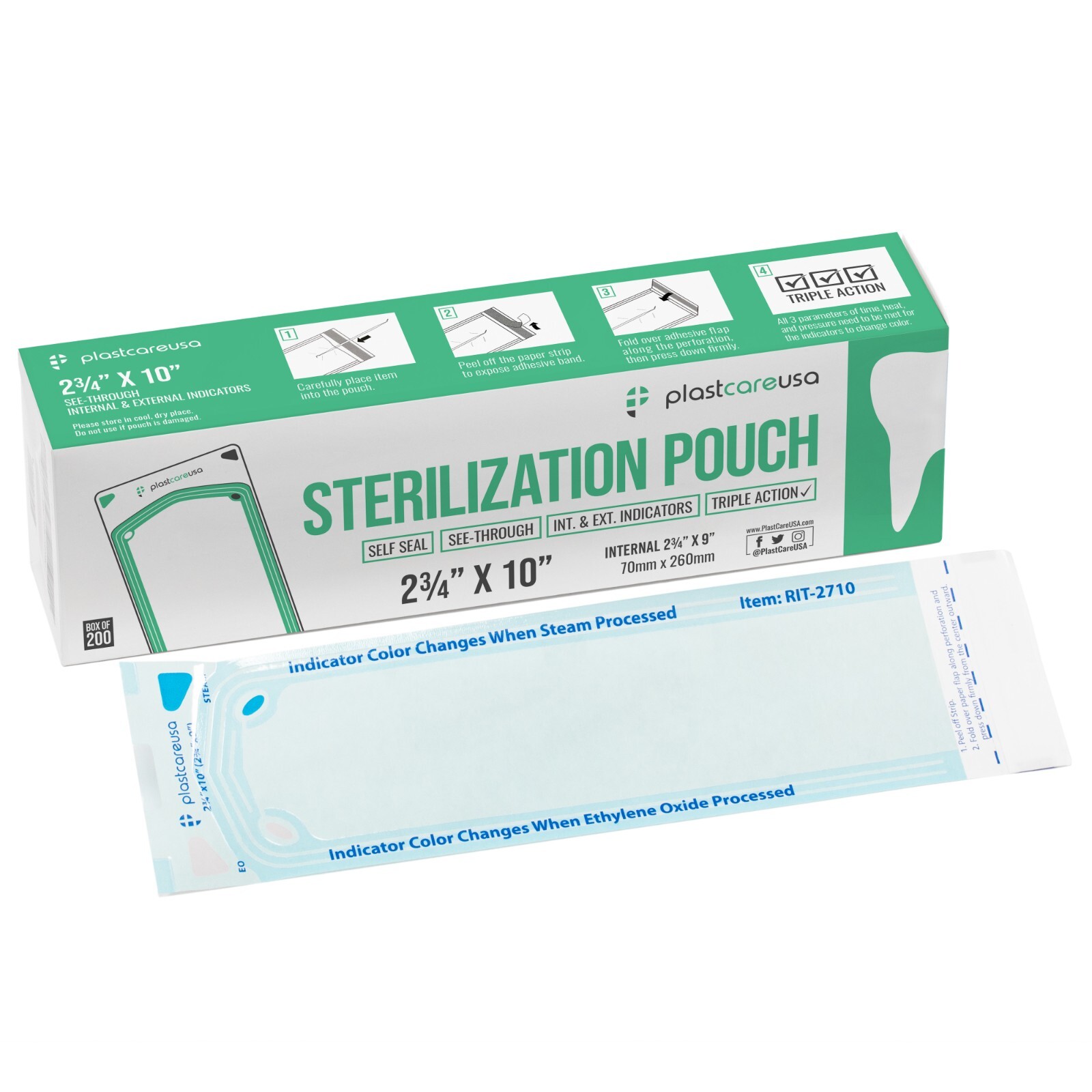 1,000 2.75″ x 10″ Self-Sealing Sterilization Pouches for Autoclave (5 Boxes)