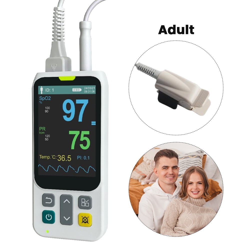 HPM200 Pulse Oximeter,3 Probes SPO2 PR PI Heart Rate Monitor for Adult Baby Home