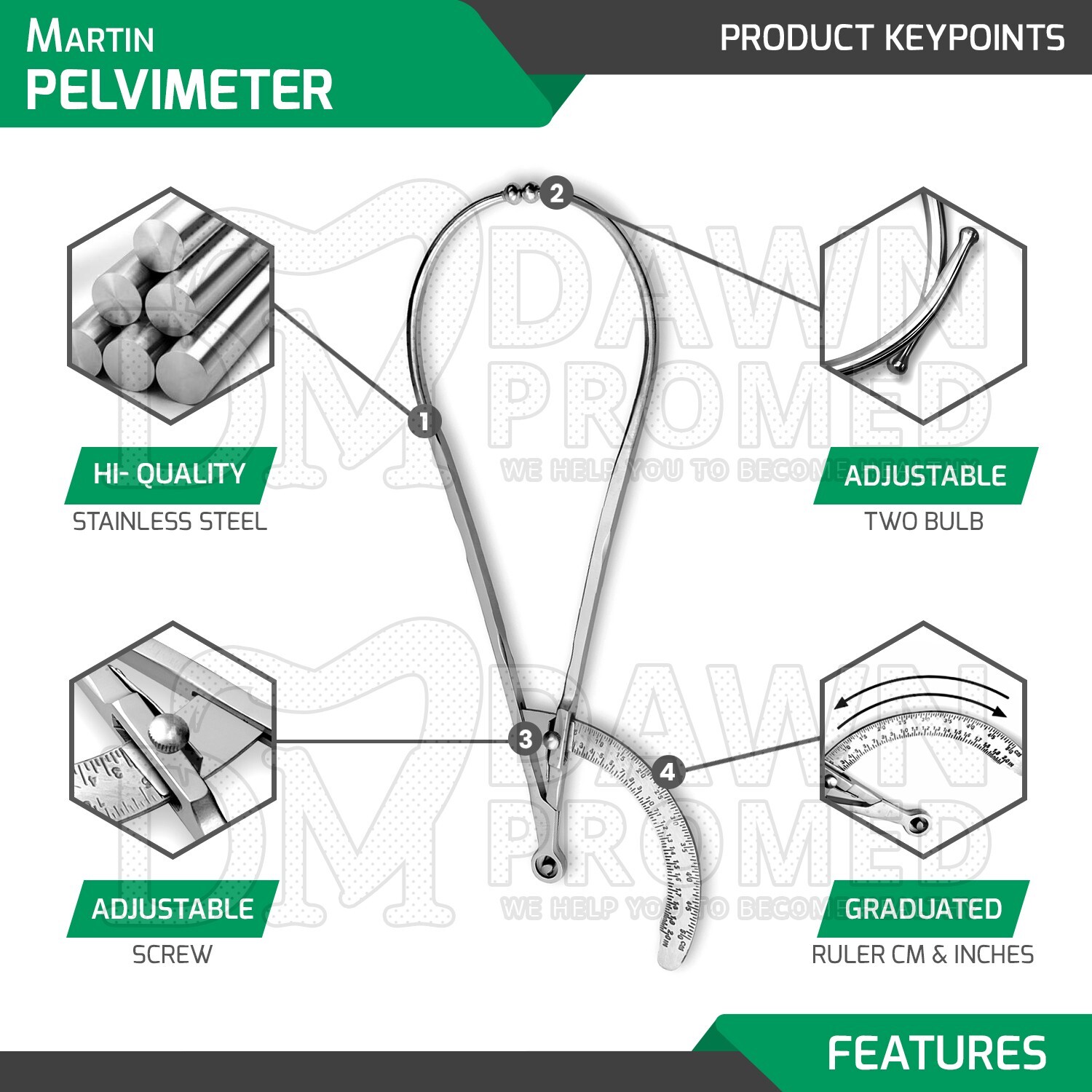 Martin Pelvimeter Breadth Caliper 12″Pelvic Measuring OB/GYN Surgical Instrument