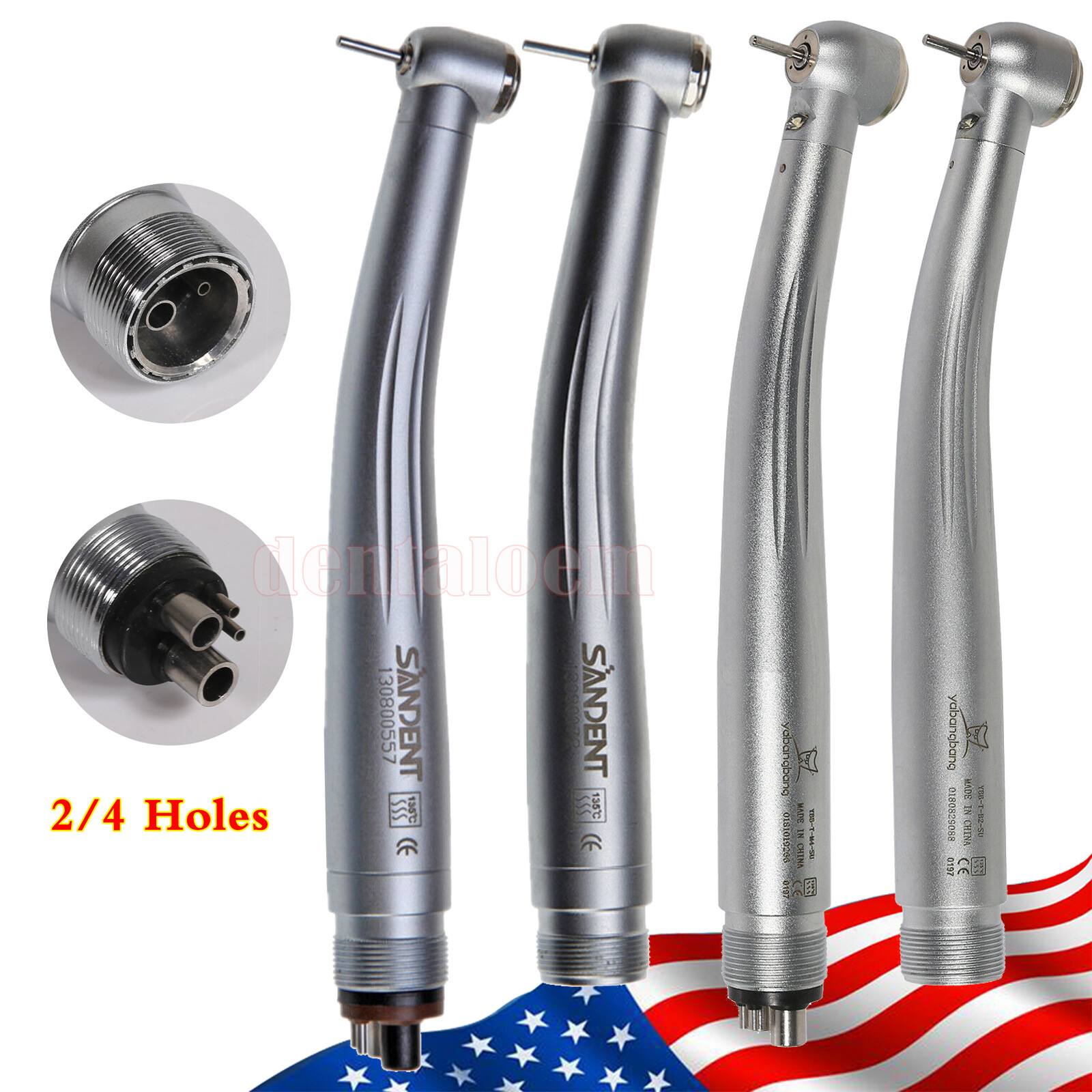 Dental High Speed/ LED E-generator Handpiece Push Button Turbine 4Hole Ybangbang