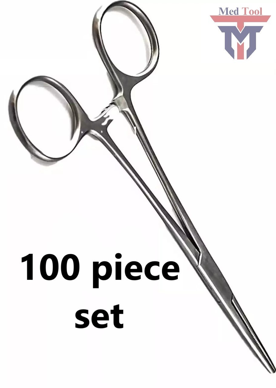 100pc Mosquito Hemostat Forceps 5″ Straight Set Surgical Fishing Plier German Gr