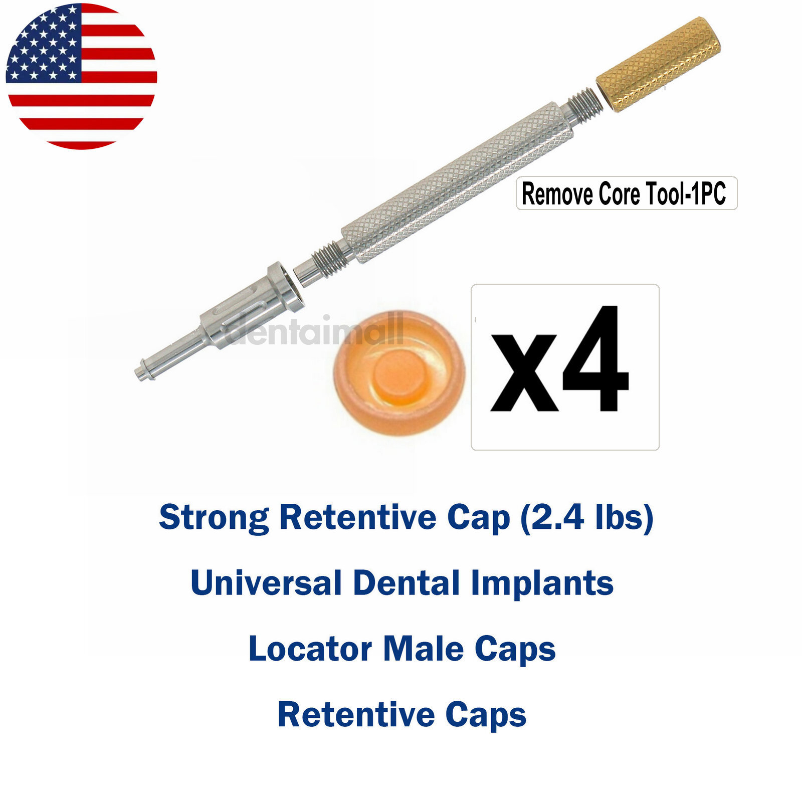 US Dental Universal 2.4Lbs Overdenture Implant Caps Locarot Core Remove Tools