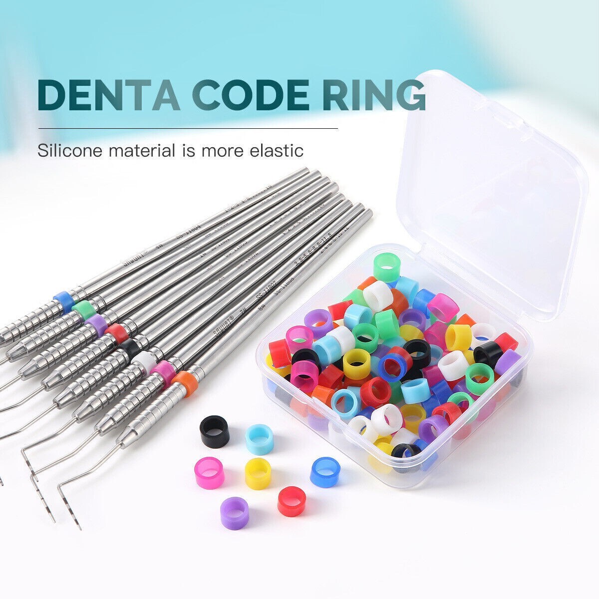 100/Box Dental Small Silicone Color Code Rings Bands Hygienist Instruments