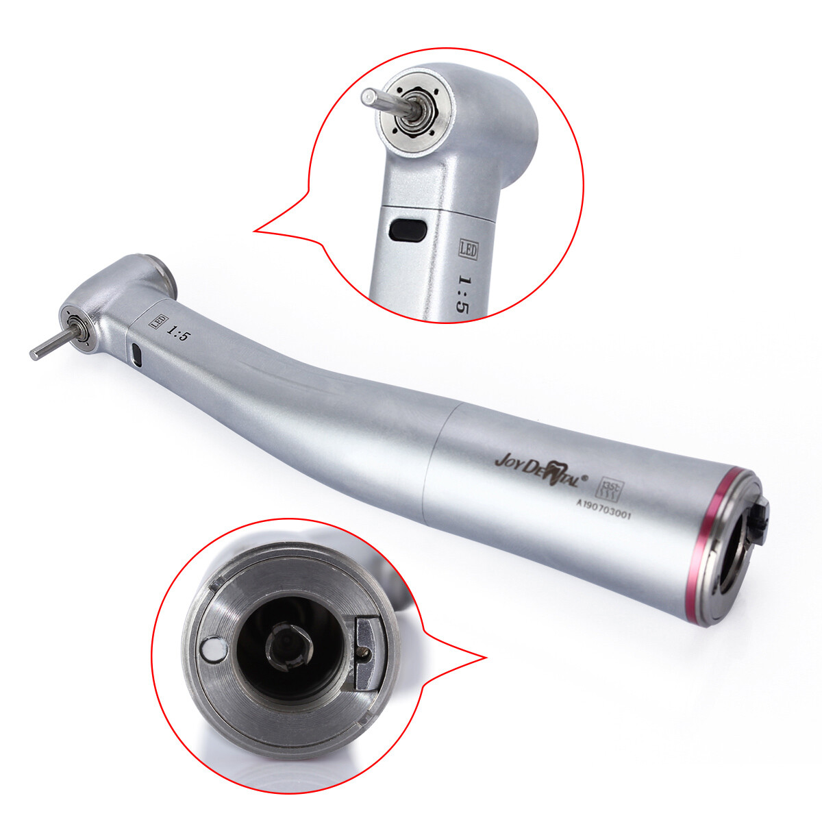 AZDENT Dental 1:1 /1:5 / 20:1 Contra Angle LED Optic Handpiece fit E-Type Motor
