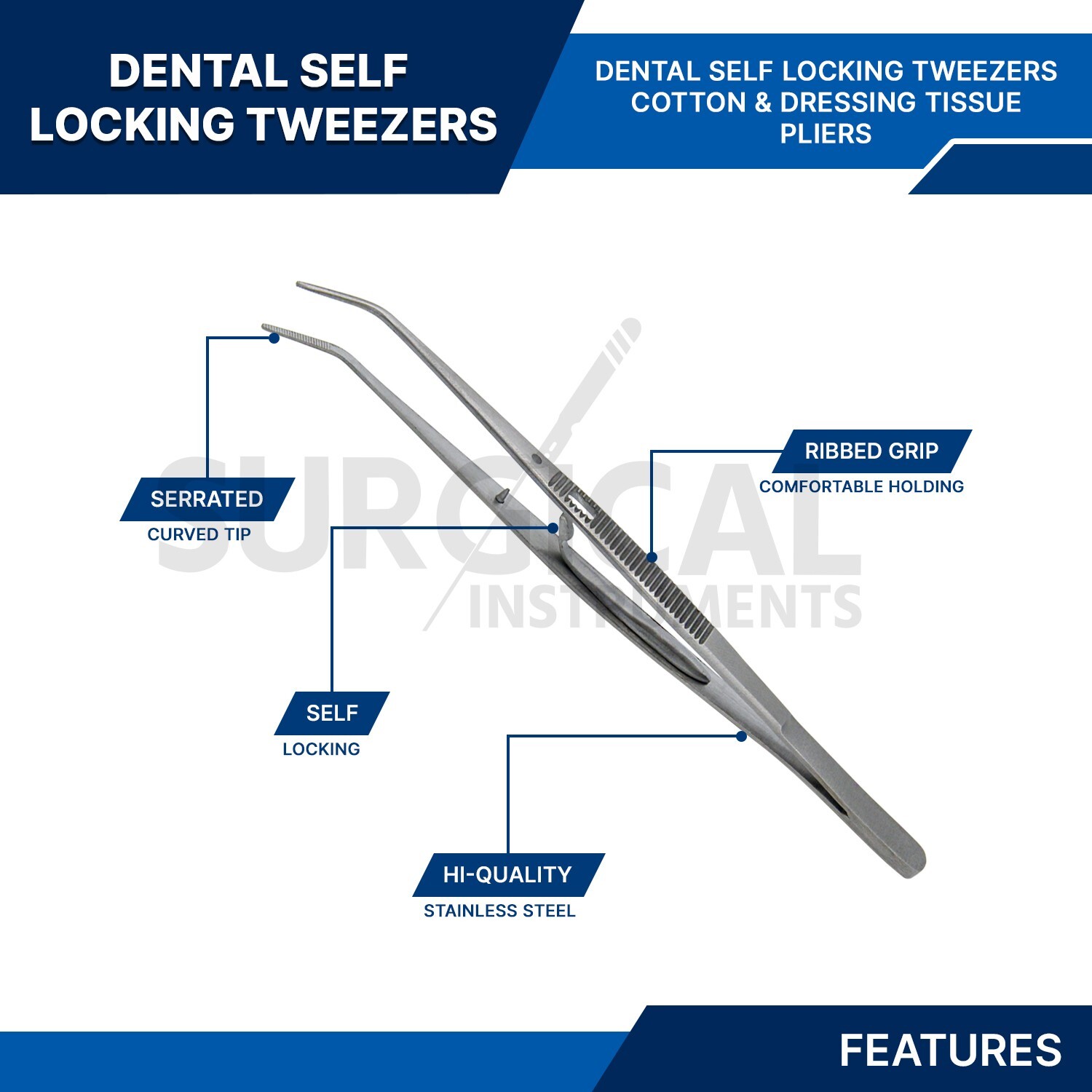 12 Pcs Self-Locking College Cotton Pliers Set Dental Endodontic German Grade