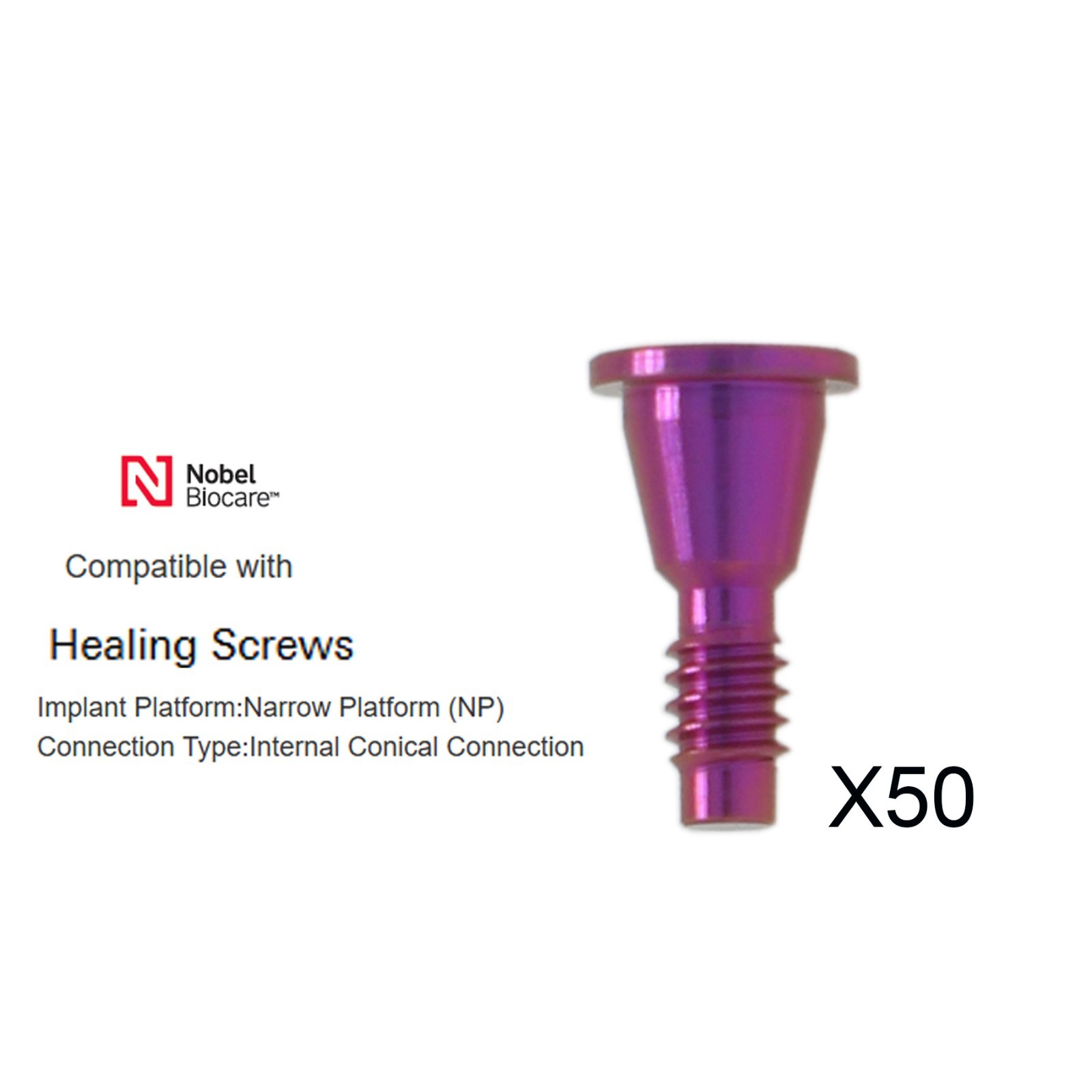 50Pcs Dental Healing Abutment Conical Connection Compatible Nobel Active NP/RP