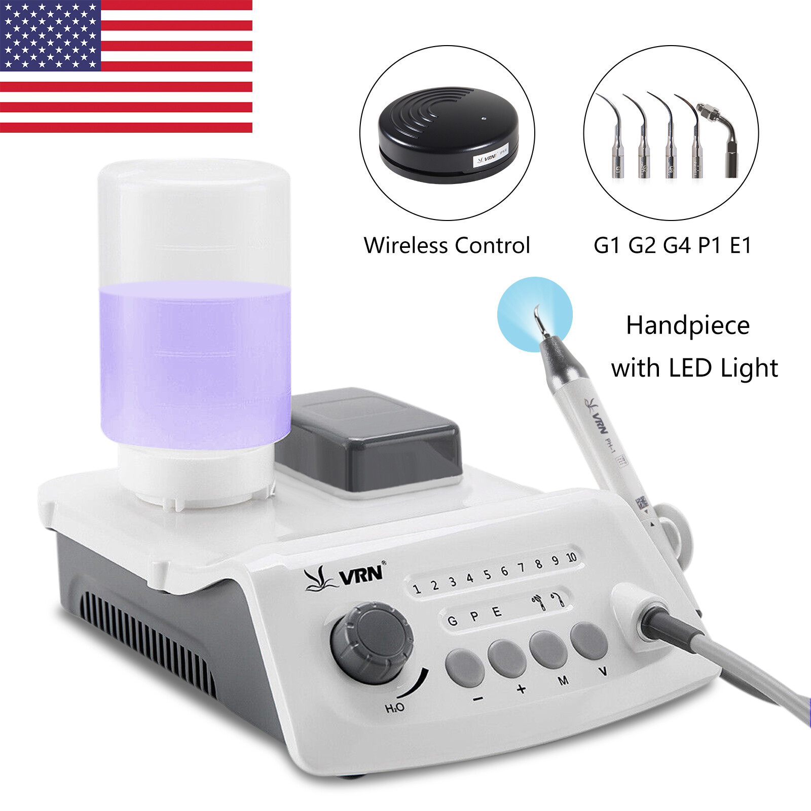 Veterinary Dental Scaler Machine With LED Handpiece Ultrasound Scaler. 5 Tips